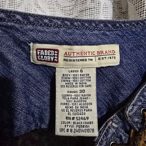 Vintage Faded Glory Floral Skirt with Denim Waistband - Picture 6 of 6